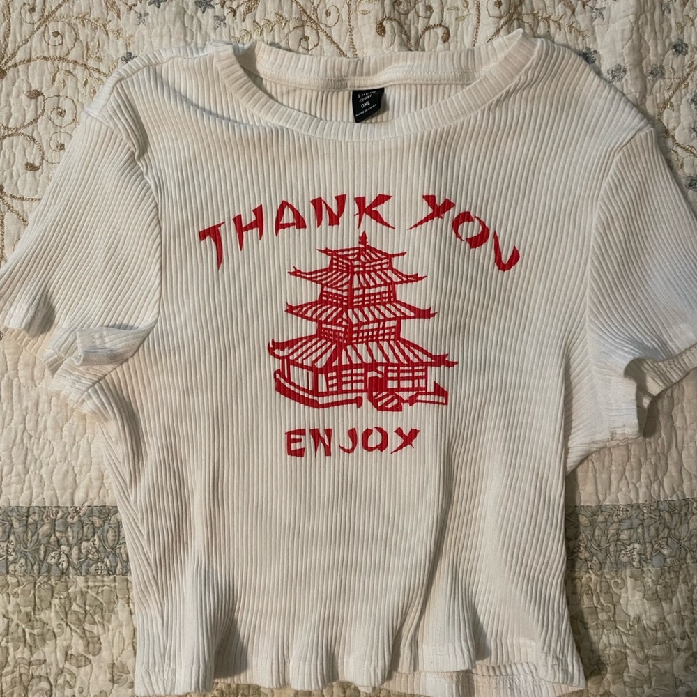 Thank you Enjoy Shein Crop Tee 0XL